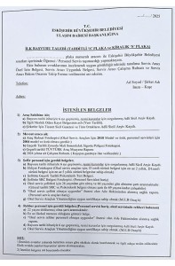 Ocak 2025 İstenilen Evraklar Listesi Düzenleme